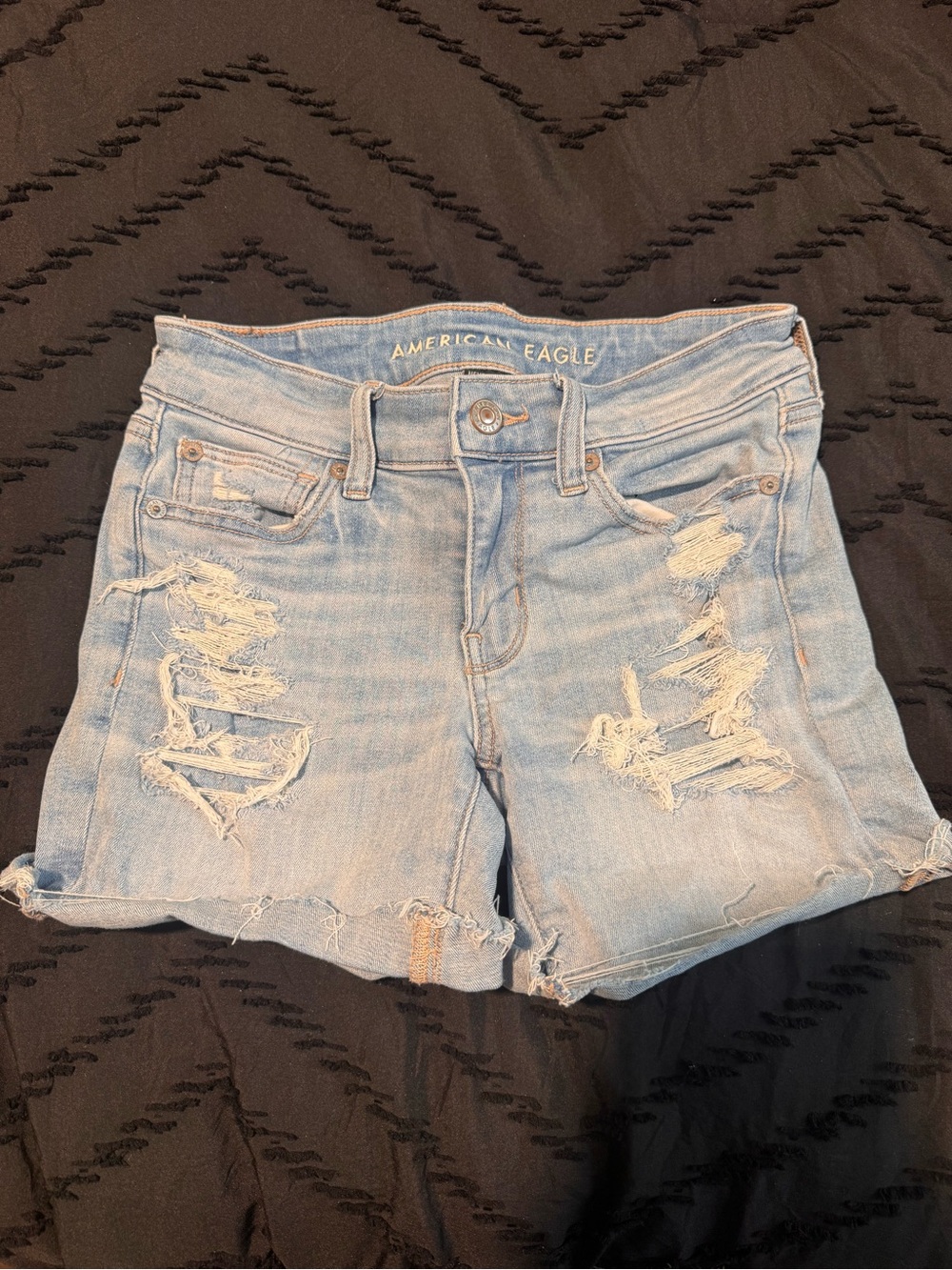 American Eagle Outfitters Light Wash Distressed Denim Shorts